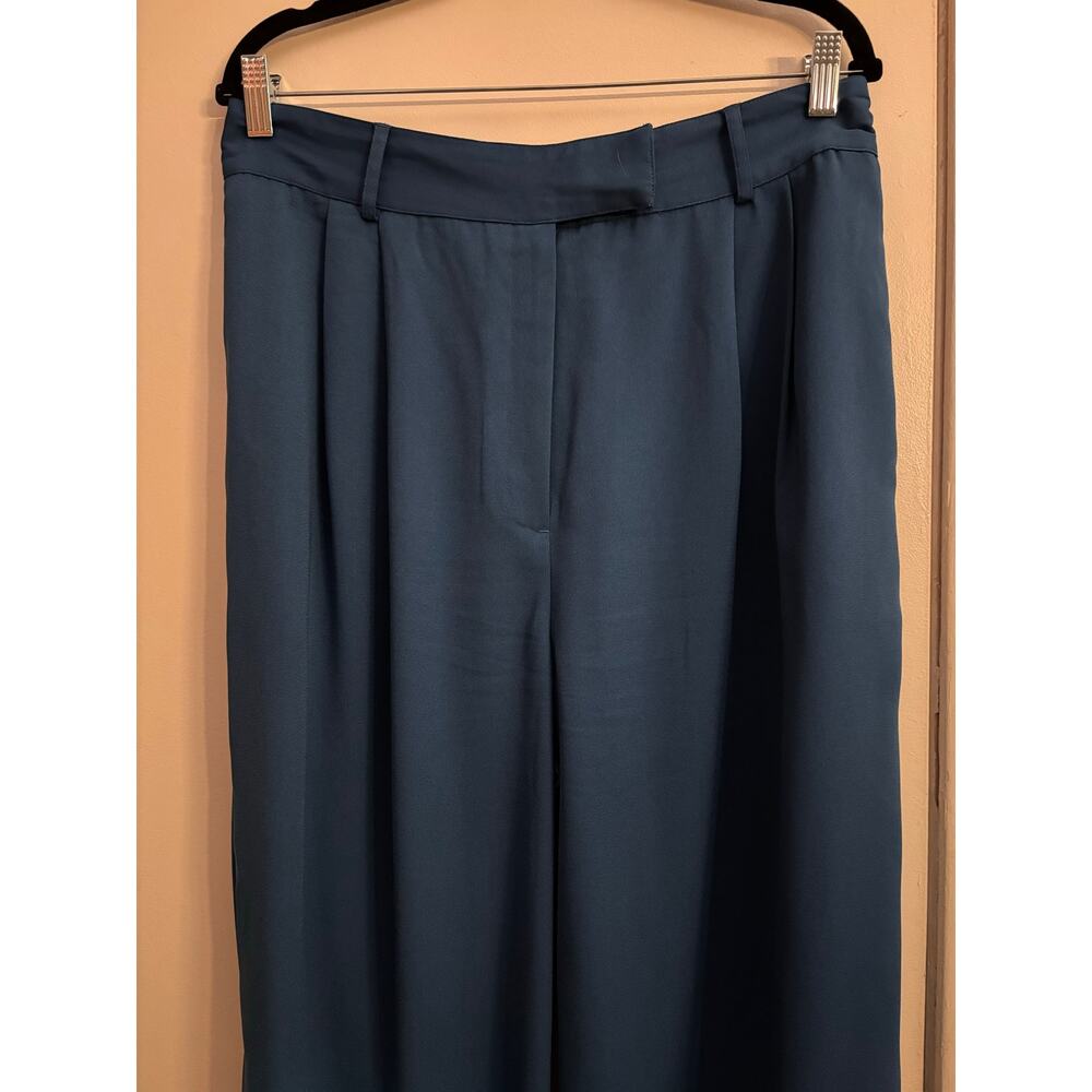 The Drop Navy Teal Blue Wide Leg Trouser Pants XL Elegant Minimalist - Picture 4 of 7